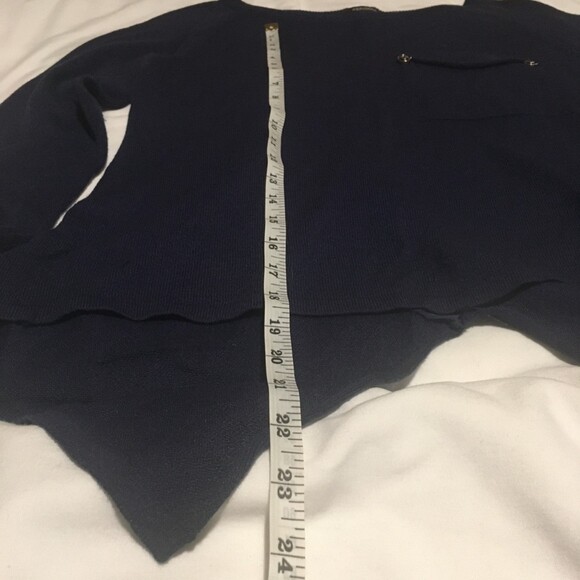 🎯3 for $30🎯 sweater Women S navy blue penguin tail sheer back soft lightweight - Picture 6 of 6